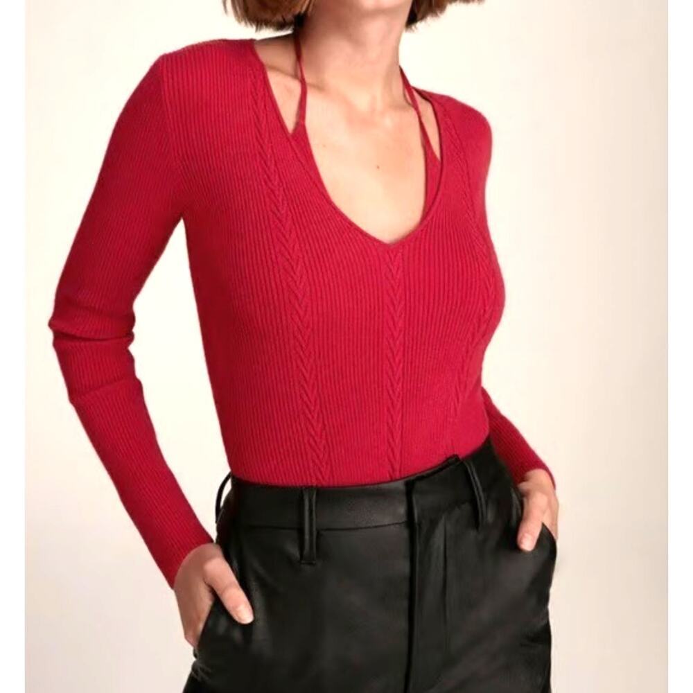 NWTFavorite Daughter Take Me Somewhere Red Cable Knit Sweater Size Small